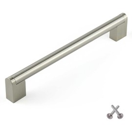 Solmer Boss Bar Kitchen Cabinet Door Handle Cupboard Drawer Bedroom Furniture Handles Brushed Steel 160mm, Stainless Effect (HPK/630)