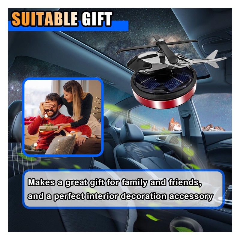 Helicopter Car Air Fresheners with Solar Rotating, Creative Car Perfume