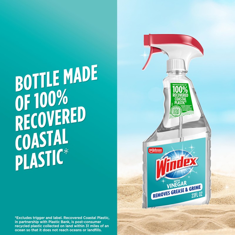 Windex Vinegar Glass and Surface Cleaner Spray Bottle, Packaging Designed