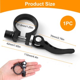 Bike Seat Post Clamp 31.8mm Bicycle Seat Quick Release Tube Clamp Aluminum Alloy Seatpost Collar Release Saddle Clip for MTB Road Folding Casual Track Mountain Bike, Black