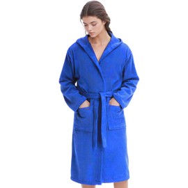 Morgenstern Children's Bath Robe Terry Cloth Cotton Hood Oeko-Tex Children's Bathrobe, Blue (Cobalt)