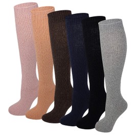 SUMONA 6 pairs Women Cable Knit Knee High Winter Boot Socks 9-11 (Assorted, 9-11)