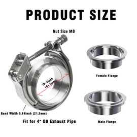 4 Inch Quick Release V Band Clamp with Female Male Flange-Stainless Steel 304 1 Pack