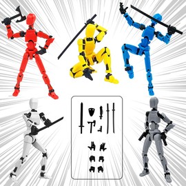 Cartlant 5Pcs T13 Action Figure, Titan 13 Action Figure Set(Assembly Completed), 3D Printed Multi Jointed Movable T 13 Action Figures Lucky 13 Dummy 13 Action Figure Desktop Decoration Toys, 5 Colors