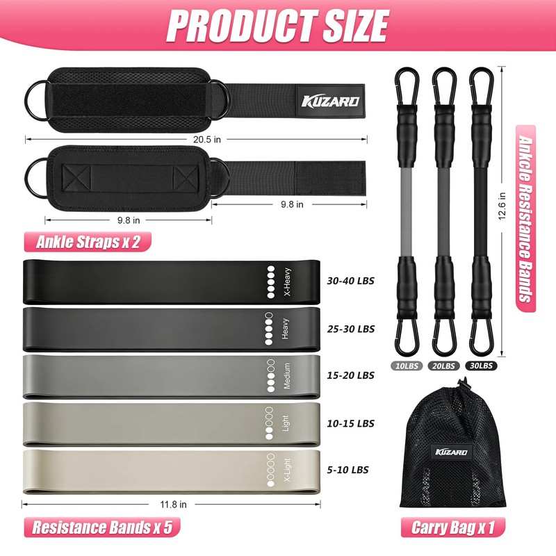 Ankle Resistance Bands with Cuffs, Resistance Bands Set for Working