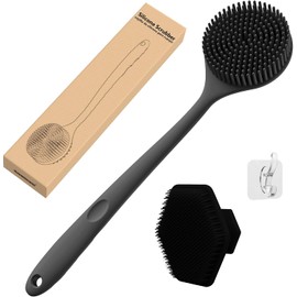 Juego de 3 Cepillo de Silicona para Cuerpo Incluir Silicone Scrubber X1, Cepillo para Baño Corporal X1, Gancho Simple X1, Aumenta la Espuma Mientras te Bañas
