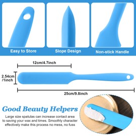 Non-Stick Wax Spatulas Large Wax Sticks Silicone Waxing Craft Sticks Reusable Scraper Hair Removal Waxing Applicator Large Area Hard Wax Sticks for Body Use on Salon and Home (Blue)