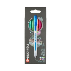 SAKURA Gelly Roll Metallic Gel Pen with Click Mechanism, Set of 6, Unique Pigment Ink Formula, Quick Drying, Ideal for Writing and Drawing