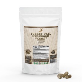 SMSHEALTHPRODUCTS.com Turkey Tail Mushroom Supplement Pills (Trametes Versicolor) 50% Polysaccharides - Comprehensive Immune System and Digestive Support, Organic, Non GMO - 60 Veggie Capsules