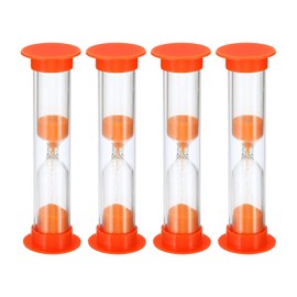 PATIKIL 1 Minute Sand Timer, 4Pcs Small Sandy Clock with Plastic Cover, Count Down Sand Glass for Games, Kitchen, Party Favors DIY Decoration, Orange