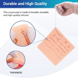 Alcedo Suture Practice Kit for Medical Students, Complete Set (32 Pieces) Include Extra Large Suturing Pad with Pre-Cut Wounds, Tools Kit, and Suture Threads, Perfect for Demonstration and Education