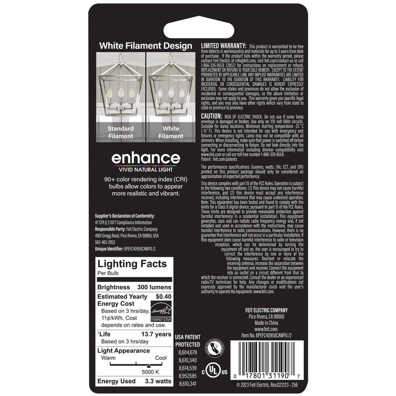 Feit Electric LED BA10 E26 40W DL 2PK