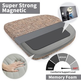 SINOSSO Memory Foam 14" Metal Chair Cushion 1 Piece, Modern Interwoven Style Magnetic Chair Pad for Dining Kitchen Cafe Bistro Stackable Chair (U-Shape, Light Brown, 1)