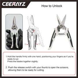 CEERAYZ 185mm Scissors All Purpose Heavy Duty, Garden Shears, Scissors for DIY Projects, Office, Production Lines, Pruning, with Protective Sheath (White/Grey)