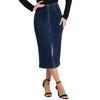Allegra K Maxi Denim Skirt for Women's Front Slit Zipper