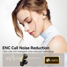 Oraolo OE02 Bluetooth Earbuds - Comfortable Clip-On Wireless Earbuds with Bluetooth 6.0, 32H Playtime Earbuds with ENC Clear Talk, IPX5 Waterproof & Touch Control Headphones