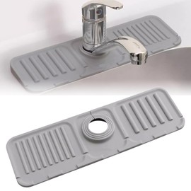 Silicone Faucet Mat for Kitchen Sink, Enhanced Silicone Splash Guard with Rapid Drying,Waterproof Draining Mat for Faucet Area, Bathroom & Kitchen Use