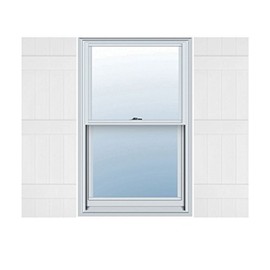 Ekena Millwork LJ4S14X05500BW Lifetime Vinyl, Standard Four Joined, Board-n-Batten, w/Installation Lok's & Matching Screws Shutter (Per Pair), 55"H, Bright White