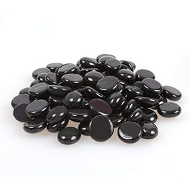 High Luster Reflective Fire Glass Beads,Round Glass Marbles Gravel Pebbles Vase Fillers for Fish Tank Aquarium Succulent Garden Decoration,17-19mm(2/3''-3/4''),335g/0.78lbs (Black)