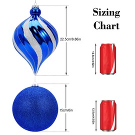 SHareconn 4ct 6 Inch Large Christmas Tree Balls Ornaments, Colored Shatterproof Plastic Decorative Baubles Decorations for Xmas Tree Decor Holiday Party Wedding Decoration (Blue, 150mm)