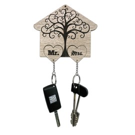 Fitwish Wooden House Shaped Keyring, Heart Keyring, Perfect Gift for Him and Her, Christmas and Valentine's Day Gift, Ideal for Home Decoration