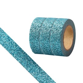 Cinta washi con purpurina, 3 rollos de cinta decorativa de 15 mm, para manualidades, autoadhesiva, borde de purpurina dorada, suministros para bricolaje, diario de bala, manualidades, envoltura de regalos, álbumes de recortes (azul oscuro)