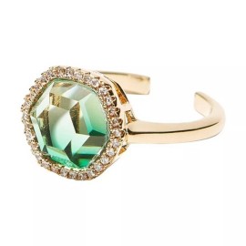 Joy Dravecky Chloe Ring, Green Cubic Zirconia Gold Plated Universal Size Jewelry