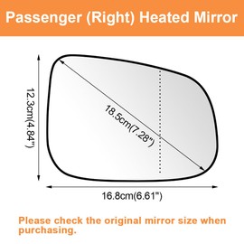 Senzeal Passenger Side Heated Mirror Glass Replacement for Volvo S60 2012-2017 S80 2012-2016 V60 2015-2018 Jaguar XF XJ 2013-2018 XK 2014 2015 Convex Mirror with Backing Plate (Right Side)