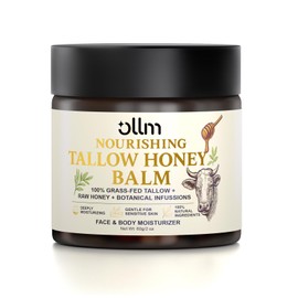 Beef Tallow for Skin: Grass Fed Tallow and Honey Balm With Raw Honey and Beeswax, Tallow Face Moisturizer Safe for Babies, Moms, and All Skin Types, Light Scent