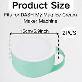 2PCs Silicone Lid for Dash My Mug Ice Cream Maker, Bowl Covers Compatible with Dash Ice Cream Bowls, Ice Cream Storage Cap, Reusable Silicone Food-grade Ice Cream Lock Maker Machine Parts, White