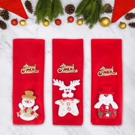 hexiaoxiao 3pcs Christmas Wine Bottle Gift Bags Cute Merry Christmas Wine Bottle Covers with Ribbon for Holiday Party gift wine bags (Santa Snowman and elk)