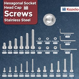 Kozelo 1080pcs Hex Socket Cap Screw Bolt Nut Assortment Kit [M2/M3/M4] 304 Stainless Steel 3D Printer with Hex Wrench