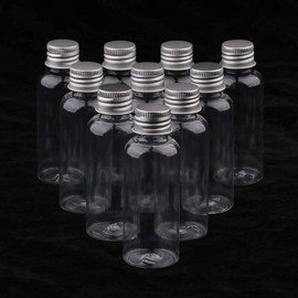 POFET Pack of 10 50ml Liquid Sample Bottle, Essential Oils, Lotion Cream Storage Bottles, Spice Containers, Juice Jars