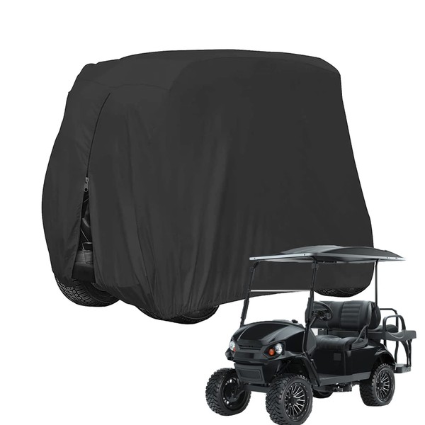 KISEER 4 Passenger 400D Waterproof Golf Cart Cover fits EZ GO Club Car Yamaha, Sunproof Dustproof (Black)