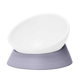 Tilted Angle Dog Bowls - Slanted Resin Dog Cat Food Bowl, Non-Slip Pet Feeder with Detachable Silicone Stand (Gray, L - 4 Cup)