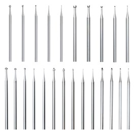Luo ke 24 Pcs 3/32'' Shank Assorted Lapidary Burr Sets, Includes Ball Burs, Stone Setting Bits, Round Cup Burr, 90º Hart Burs and Bud Bur Kits for Jewelry Marking