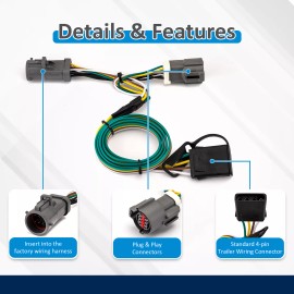 XM For 1987-1996 Ford F-150 F-250 F-350 -Trailer Tow Light Wiring Harness Connector