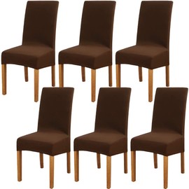 Leeyunbee Set of 6 Stretch Chair Covers, Stretchy Chair Covers, Dark Brown