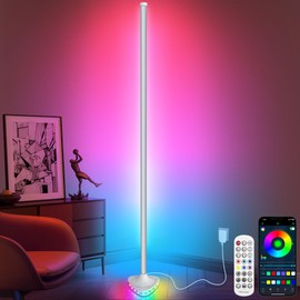 LanSuper Corner Floor Lamp,Smart RGB LED Corner Floor Lamp with Luminous Base,21W 1800LM Super Bright Floor lamp with APP&Remote,LED corner Lamp with Music Sync&16 Million Color,Ambient Lighting-White