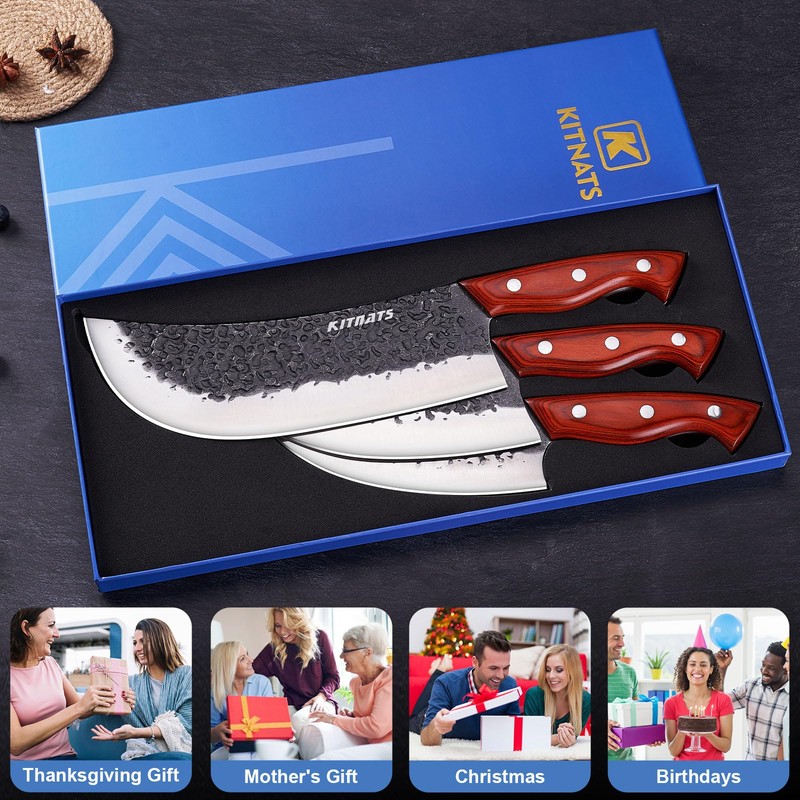 Professional Butcher Knife Set, Hand Forged Heavy Duty Meat Cleaver