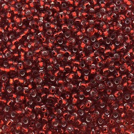 Set of 3 Tubes - Seed Beads Miyuki Round Size 11/0, 24 Grams Each (Total of 72 Grams), Silver Lined Ruby Red, Color Number 11