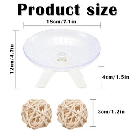 Silent Hamster Wheel, Flying Saucer Hamster Running Wheel for Syrian and Dwarf Hamsters, Gerbils, Small Pets, 28cm Large hamster wheel with Two Rattan Balls, White