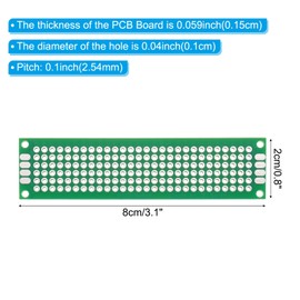 PATIKIL 0.8" x 3.1" PCB Board Circuit, 12 Pcs Single Sided Prototype Solder Boards for DIY Soldering and Electronic Project Circuit Boards Solderable Breadboard, Green