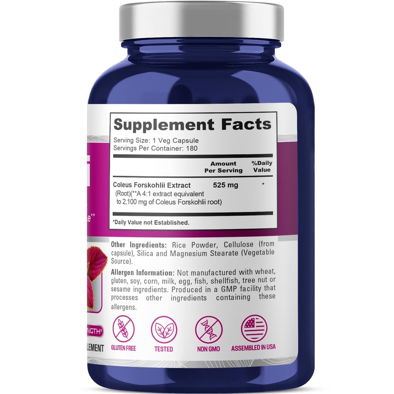 NusaPure Forskolin 2100mg per Veggie Caps - 180 Capsules (Non-GMO,