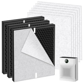 Pulluty 3 Pack PR1 Replacement Filter for Mooka Air Purifier for Home Large Room up to 2200 sq. ft., 3-in-1 H13 True HEPA Activated Carbon, with 6 Pcs Washable Filter for Pets.