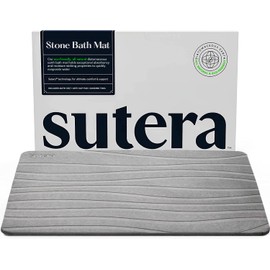 SUTERA SUTERA - Stone Bath Mat, Diatomaceous Earth Shower Mat, Non-Slip Super Absorbent Quick Drying Bathroom Floor Mat, Natural, Easy to Clean (23.5 x 15 Gray)