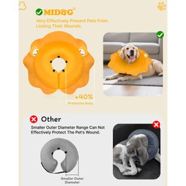 MIDOG Dog Cone Collar for Large Medium Dogs, Soft Inflatable Dog Cone Alternative After Surgery, Adjustable Protective Recovery Cone - Alternative E Collar Does Not Block Vision (Lion,L)