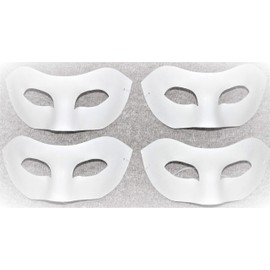 4 x HALF FACE MASK, PAINT MASK DECORATE PLAIN MASKS white mask