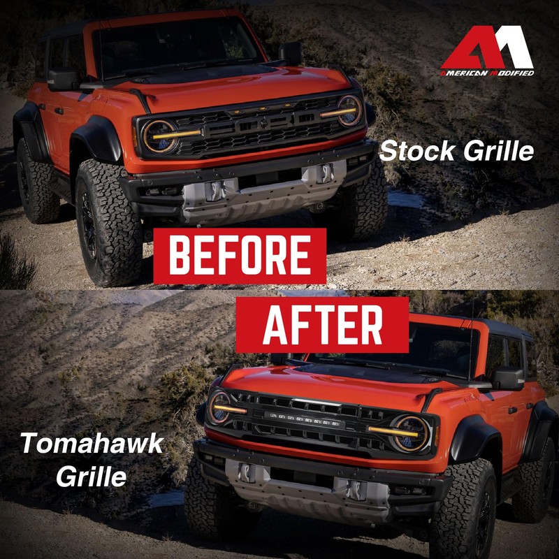 AMERICAN MODIFIED Front Armor Grille Compatible with 2021-2023 Ford Bronco,