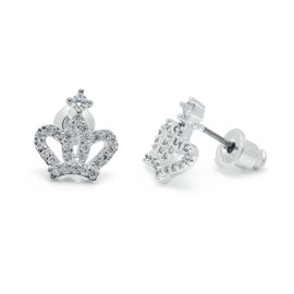 LIFE CHARMS GIFT FOR Her Gorgeous Crown Royalty Silver Plated Stud Earrings JEWELLERY Gift Boxed
